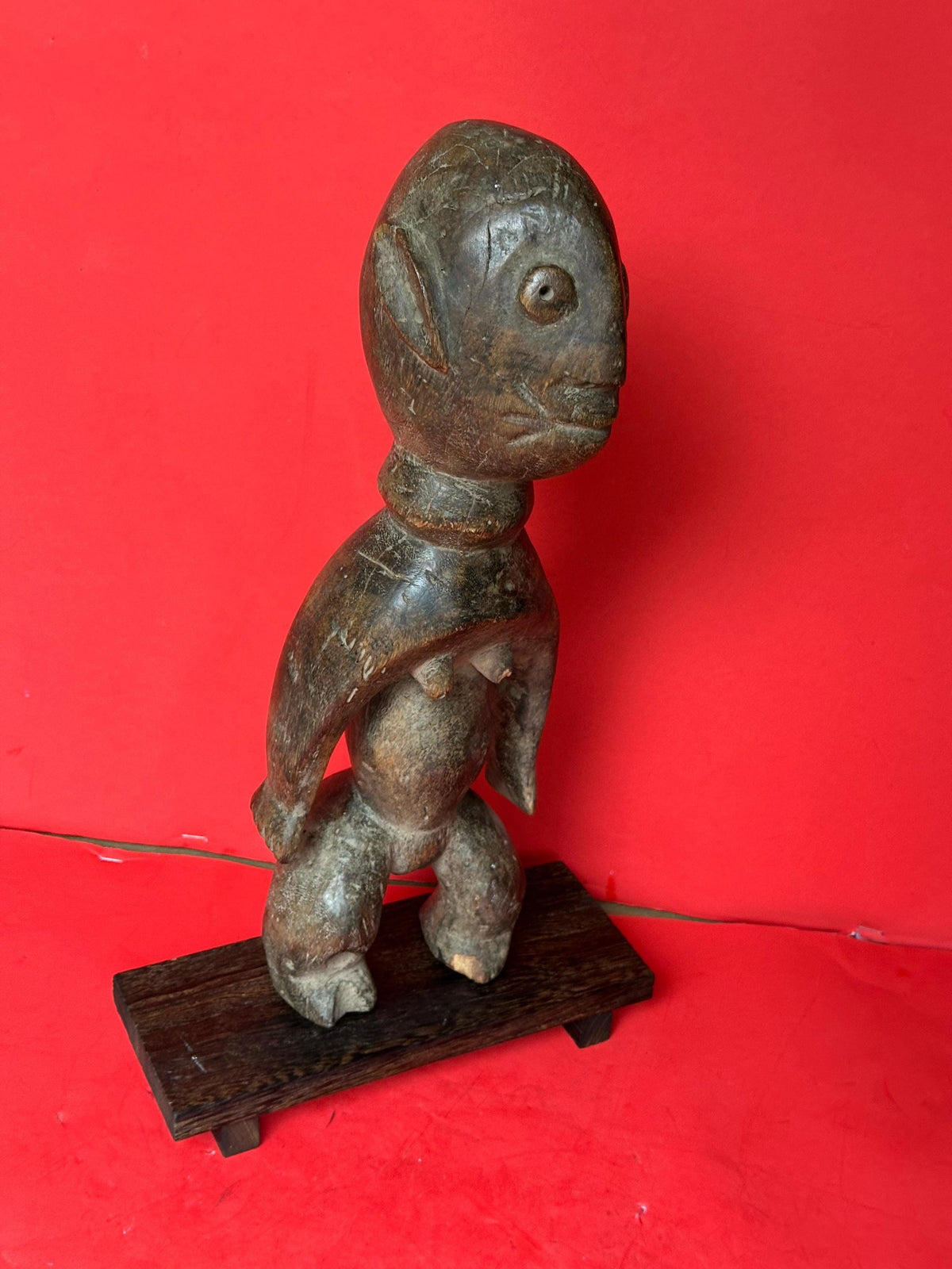 Vintage Tiv Ihambe Ancestor Figure - Stylized Guardian from Nigeria, 13.5" Tall
