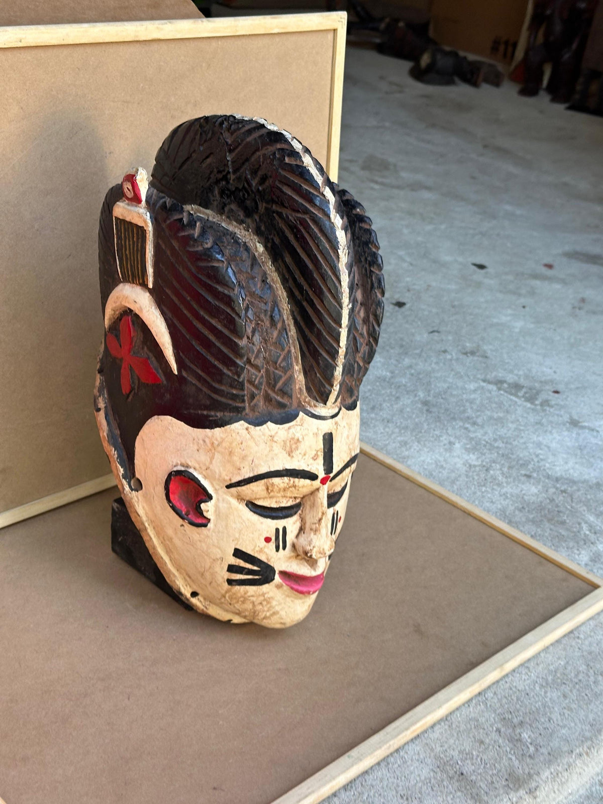 Elegant Vintage Igala Masquerade Face Mask - Obele (Maiden Spirit) - Nigeria