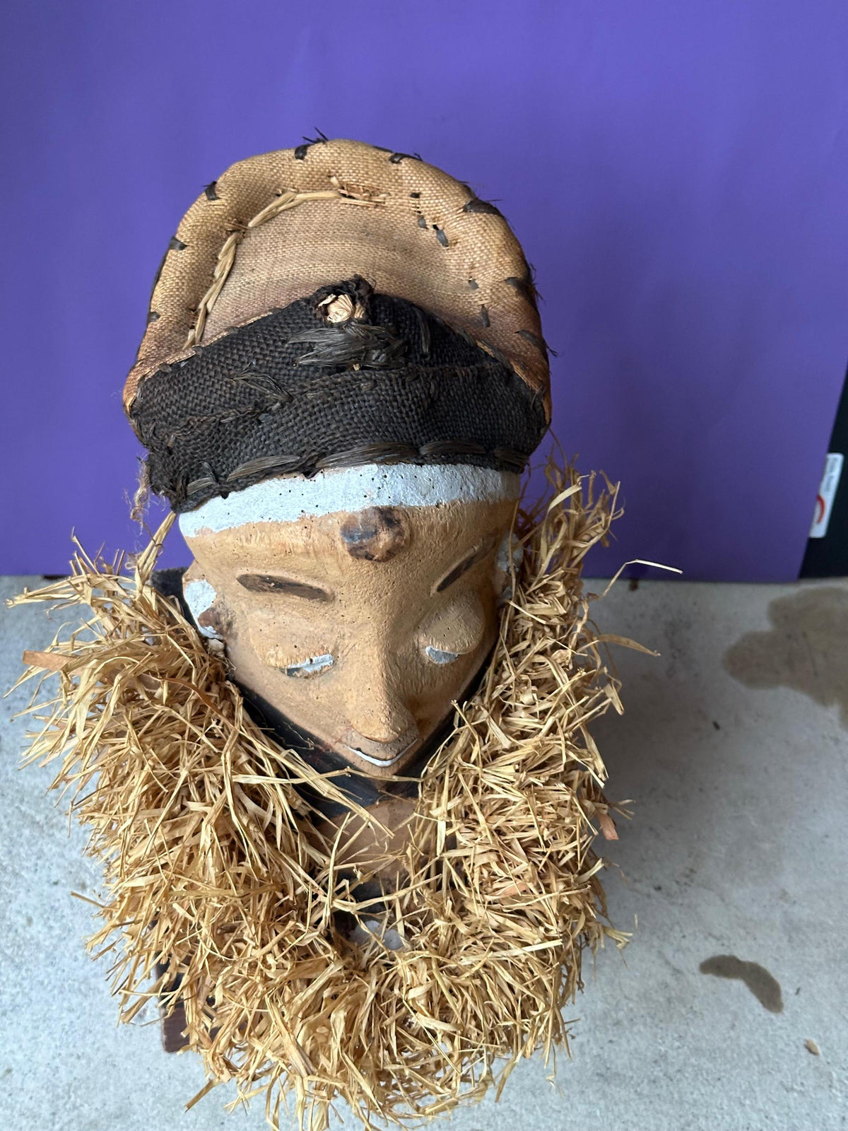 Vintage Pende Mbuya Mask Bearded Ancestor Carved Wood DR Congo African 11"