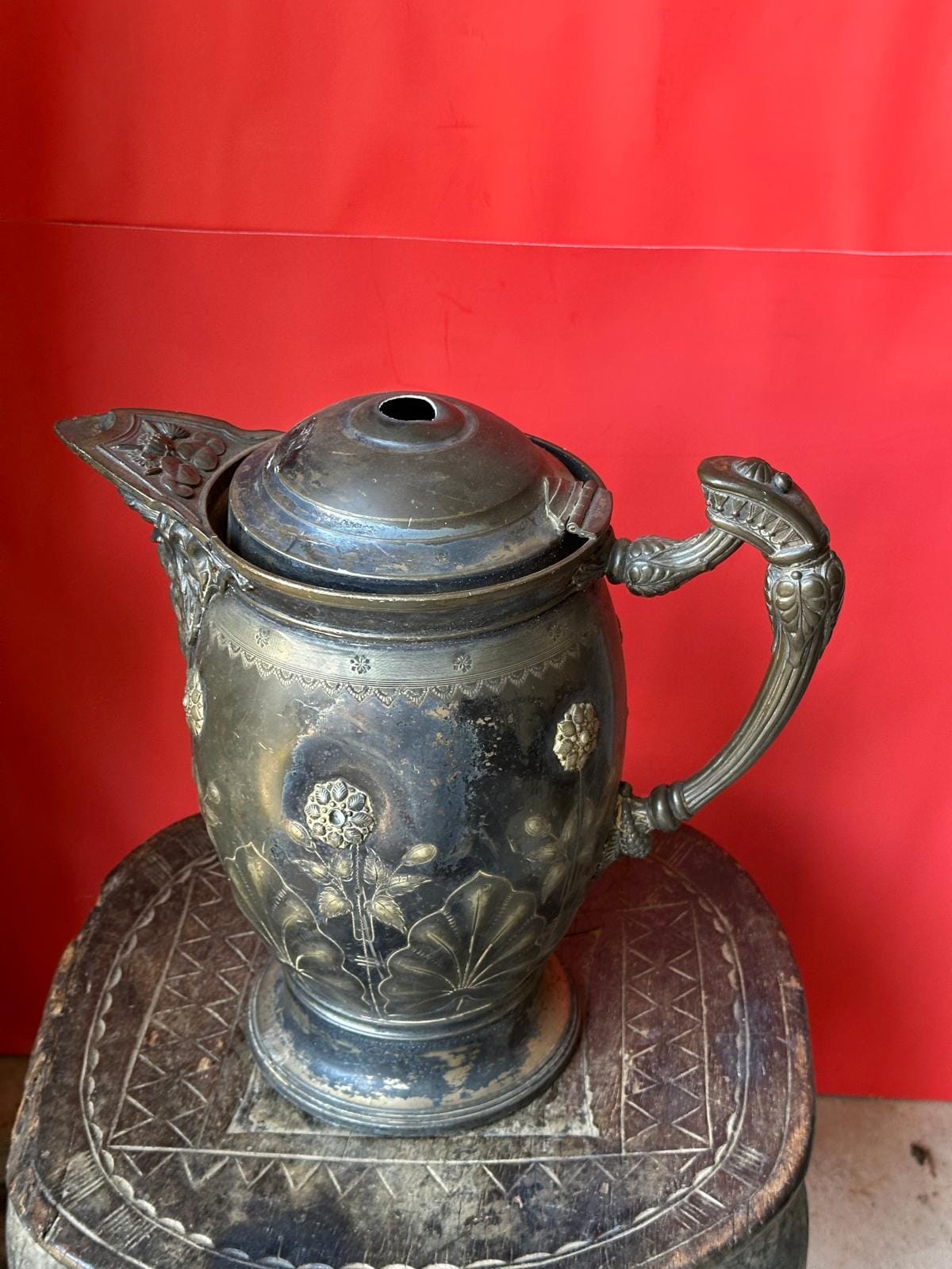 Antique Victorian Silver Plate Ice Water Pitcher – Aesthetic Floral 12"