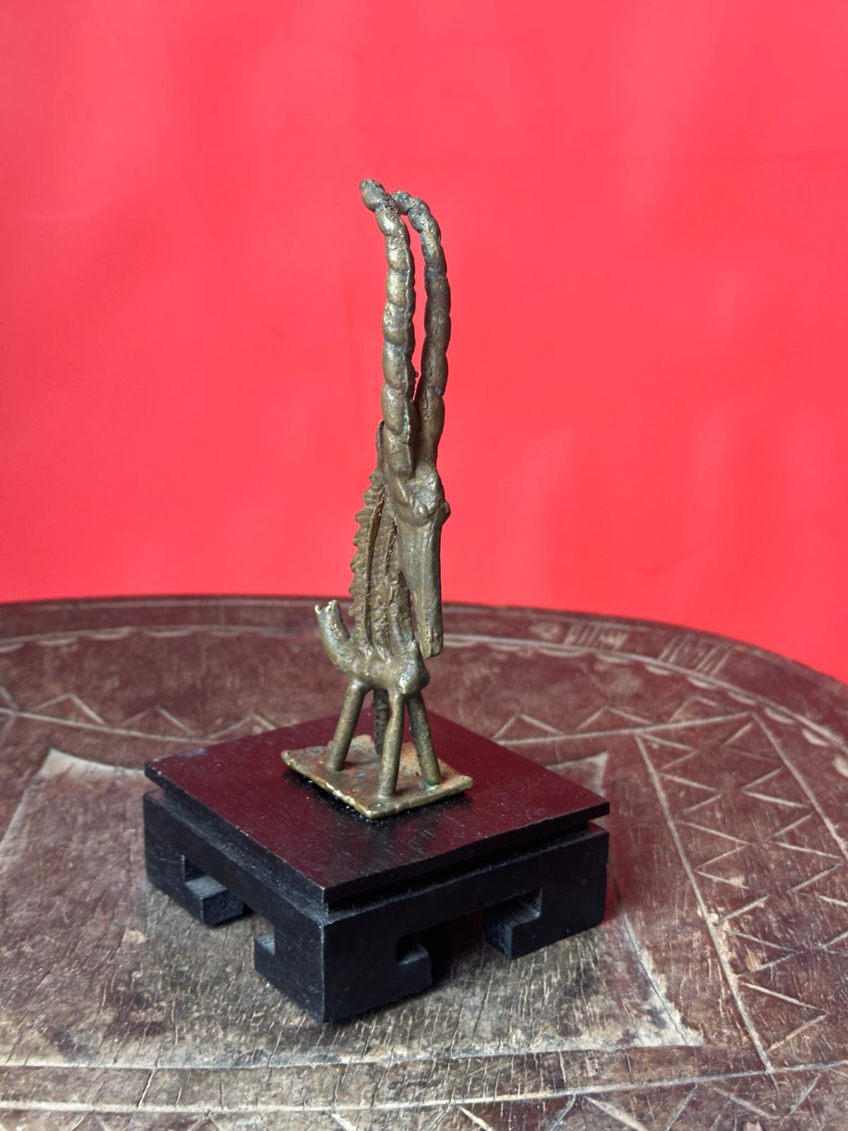 Vintage African Bronze Bamana Chiwara Antelope Figure – Spiral Horns Mali 5"