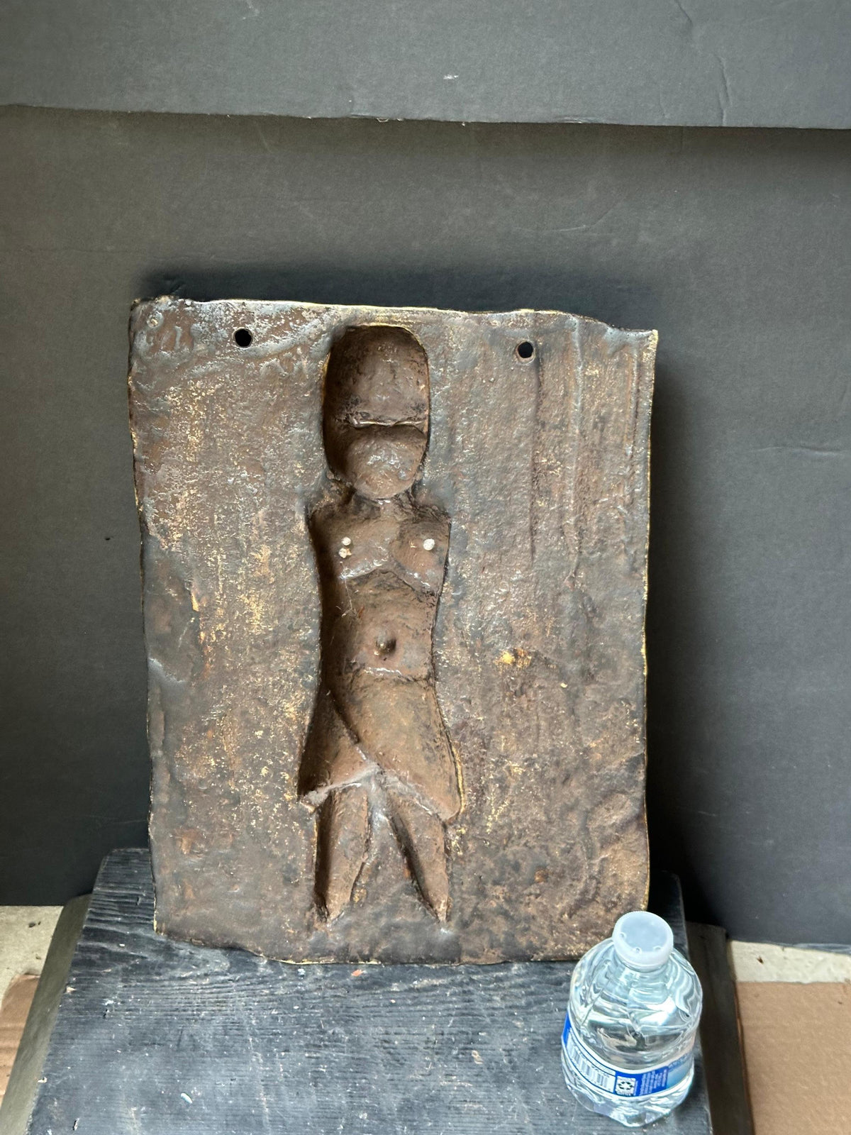 Vintage 14" Benin Bronze Plaque | Royal Court Figure | Nigerian African Wall Art