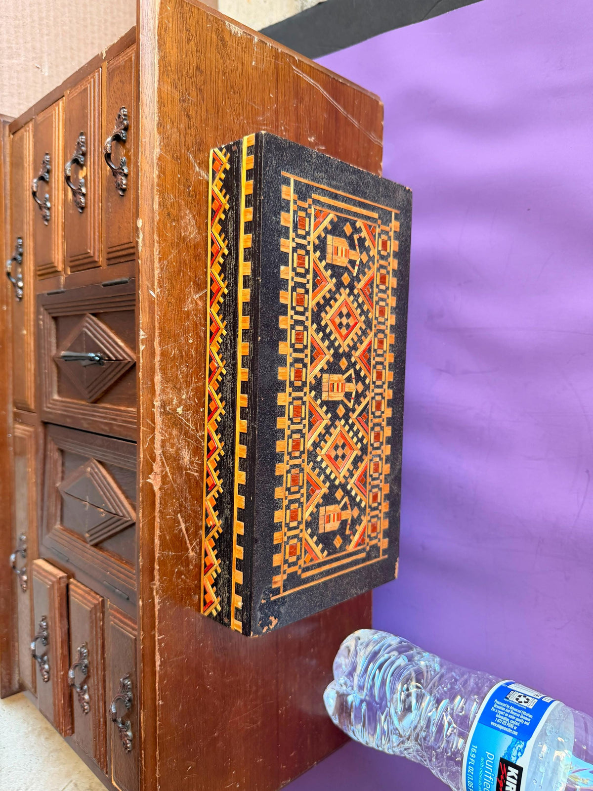 Vintage Ukrainian Straw Marquetry Box - Eastern European Folk Art Case 9.5"