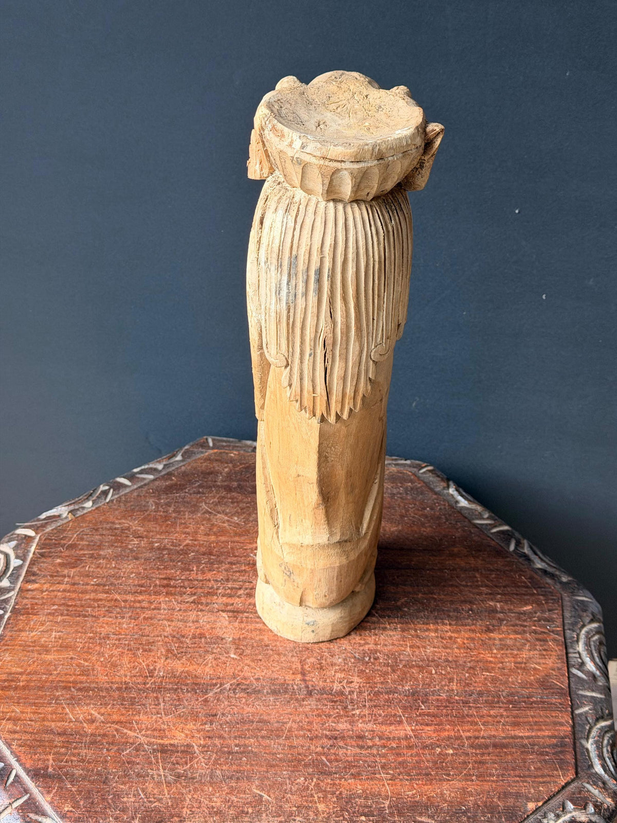 Balinese Carved Wood Frog Statue Anthropomorphic Toad Guardian Totem 16in