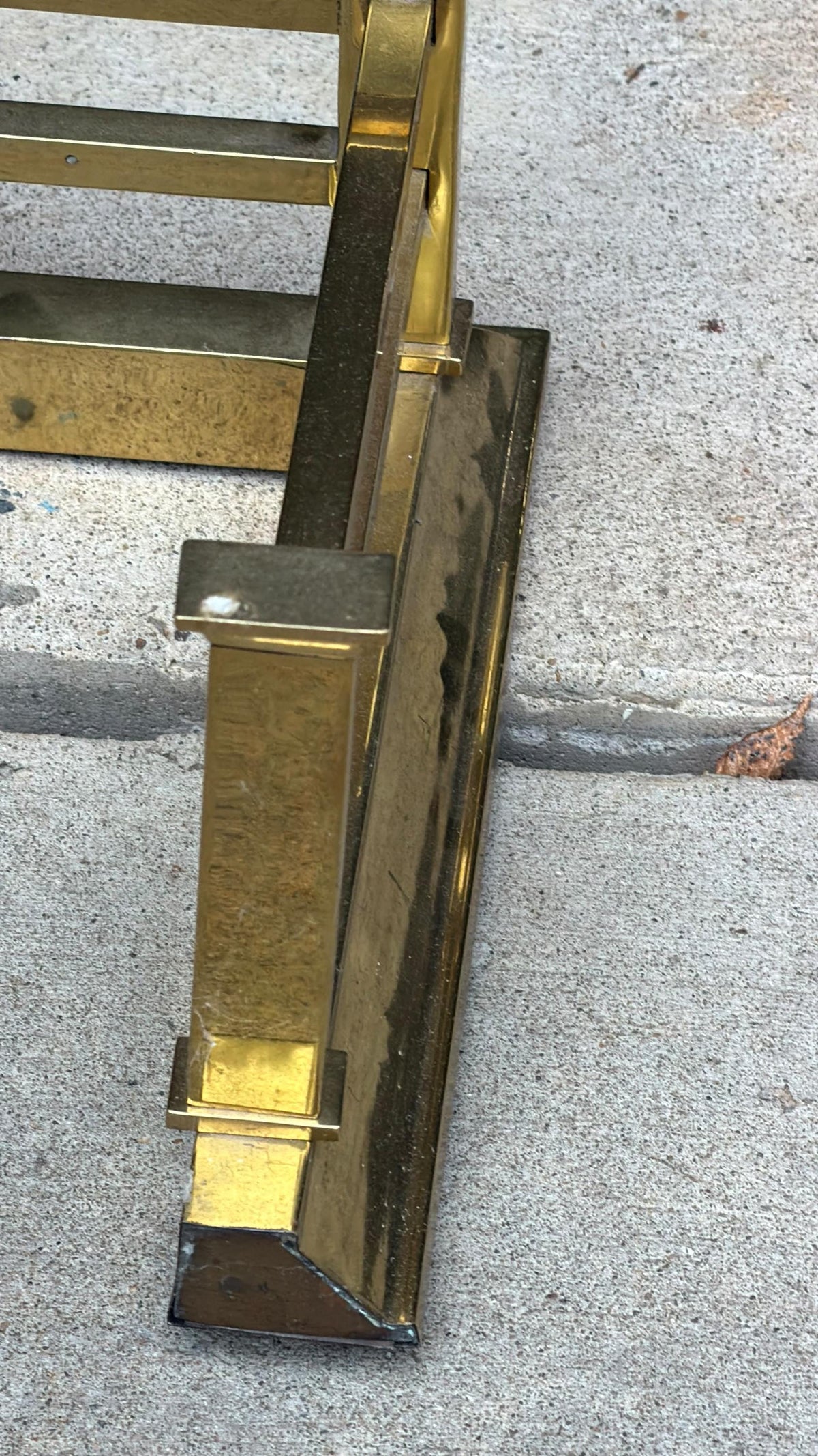 MCM Brass Fireplace Fender Hearth Guard Geometric Railing 52" Free Ship