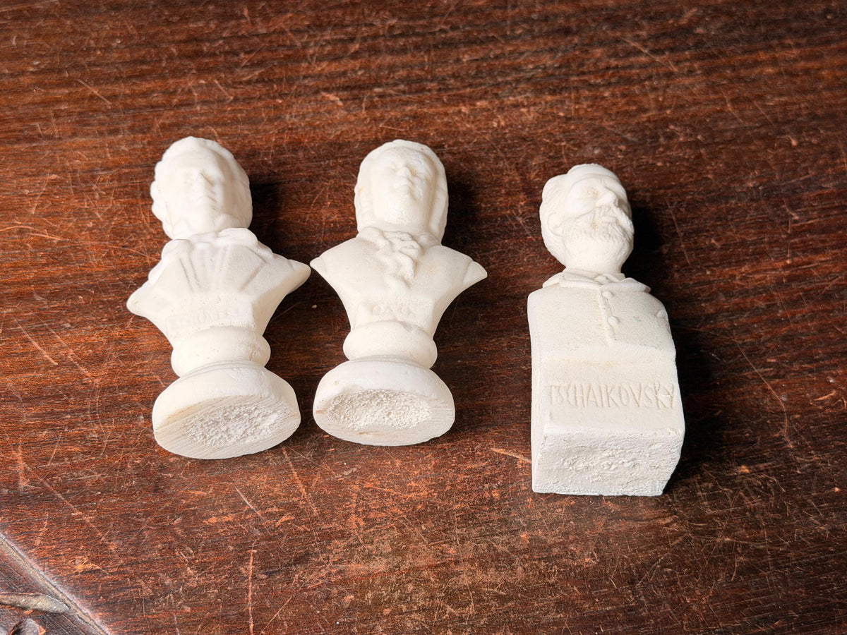Mid Century European Bonded Alabaster Composer Busts Bach Schubert Tchaikovsky 4