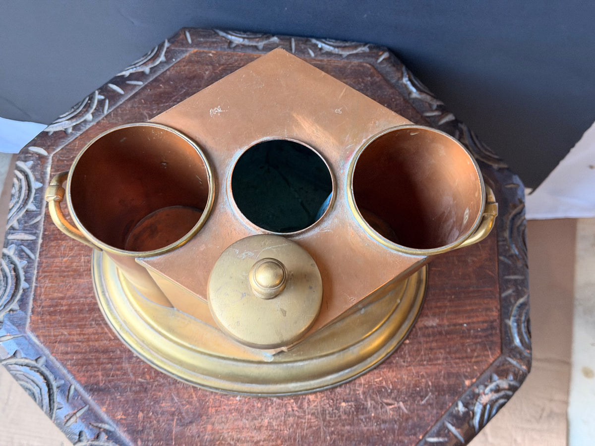 Global Views Copper Brass Double Wine Chiller Caddy Art Deco Style 12.5 in