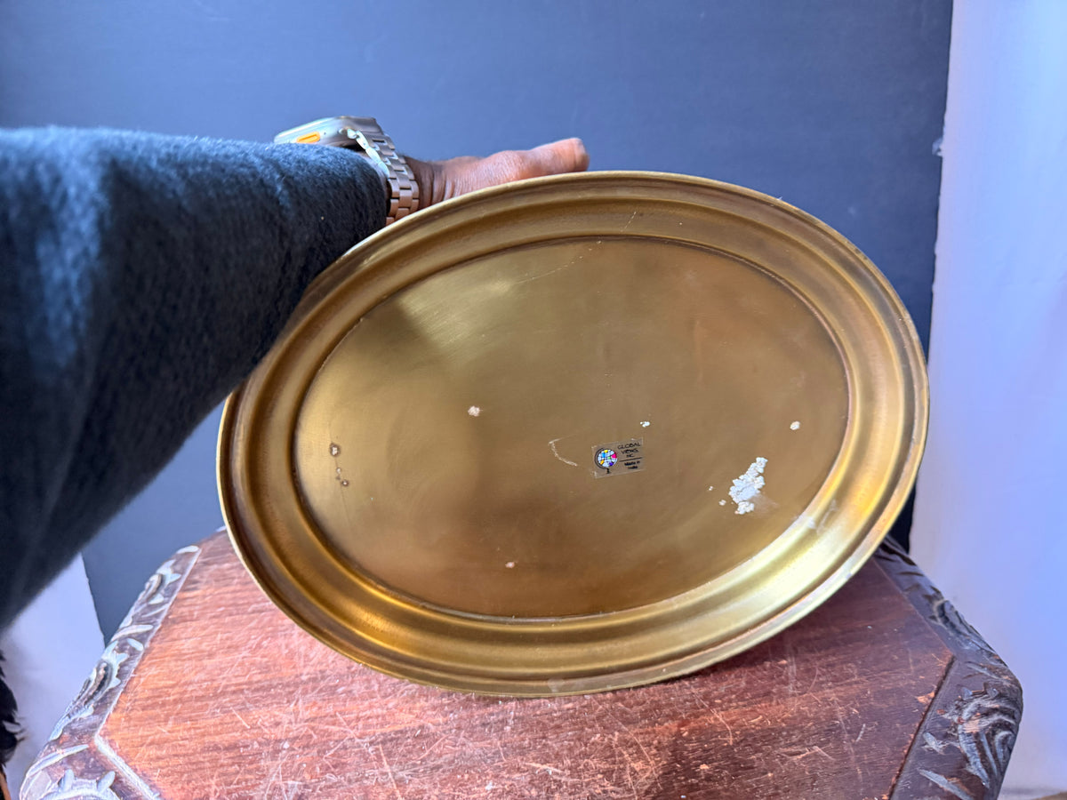 Global Views Copper Brass Double Wine Chiller Caddy Art Deco Style 12.5 in