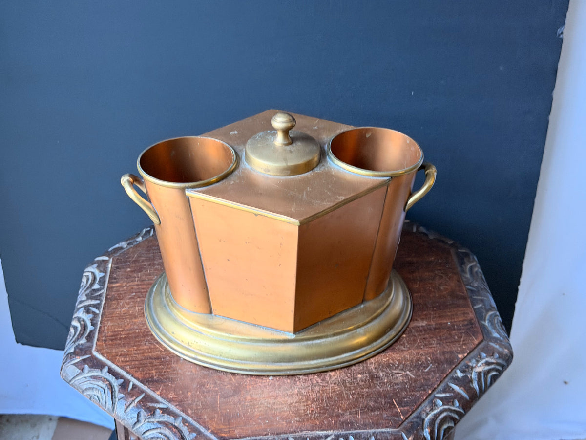 Global Views Copper Brass Double Wine Chiller Caddy Art Deco Style 12.5 in