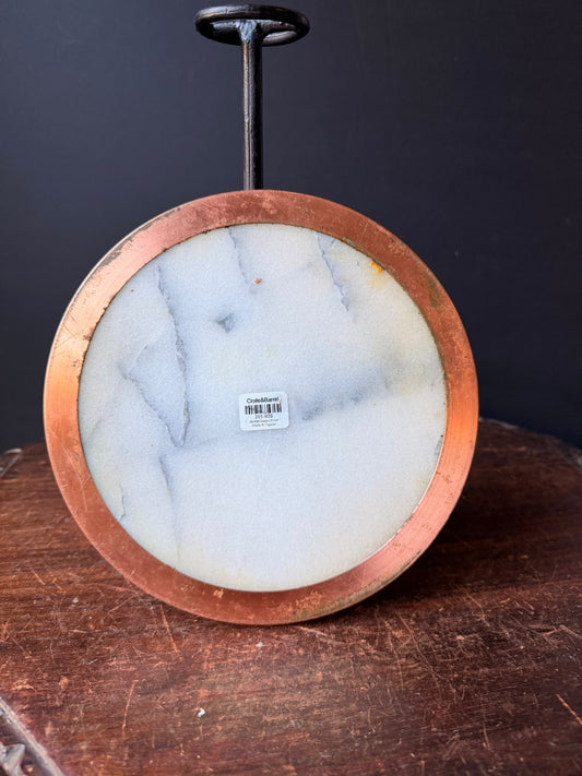 Crate & Barrel French Kitchen White Marble Copper Round Trivet 8 in 201-935