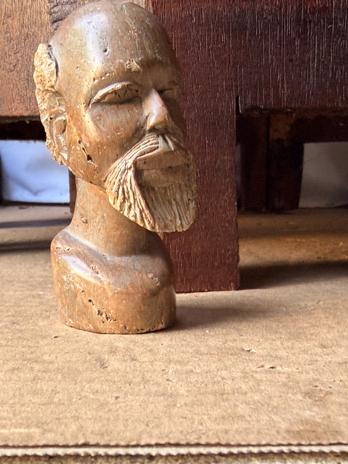 Vintage African Carved Soapstone Bearded Elder Head Bust Small 3.2 in