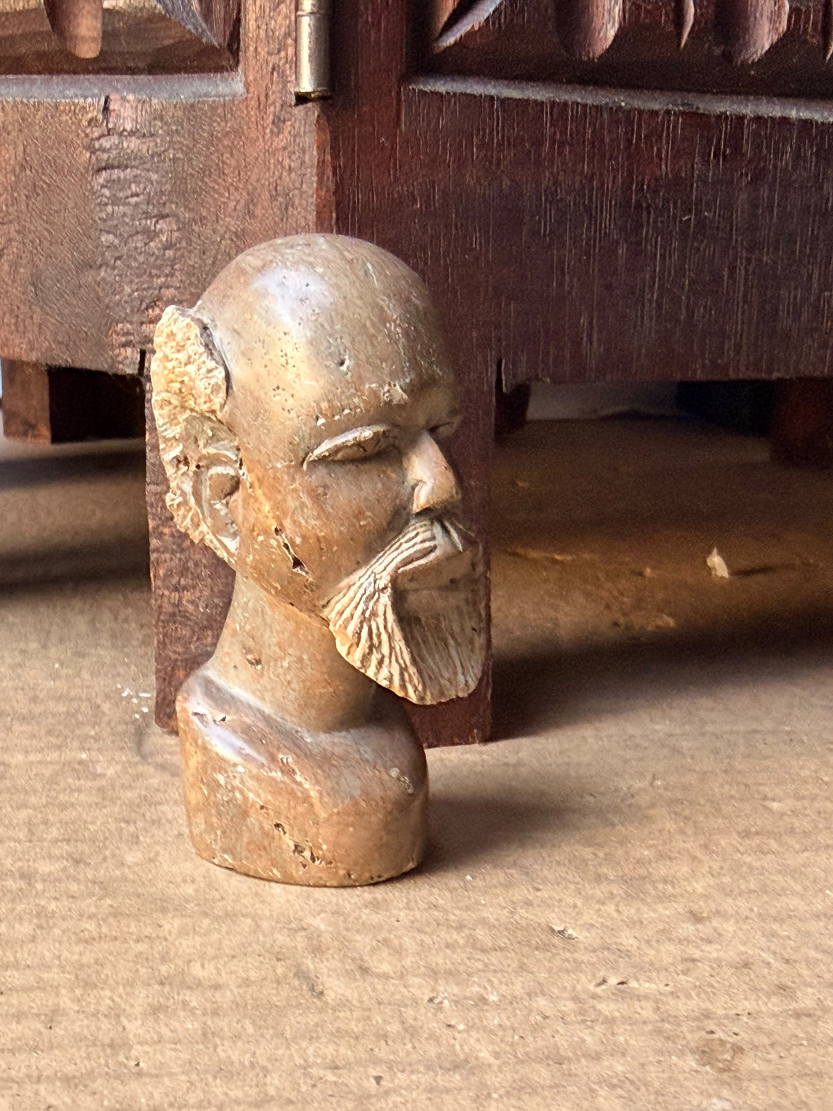 Vintage African Carved Soapstone Bearded Elder Head Bust Small 3.2 in