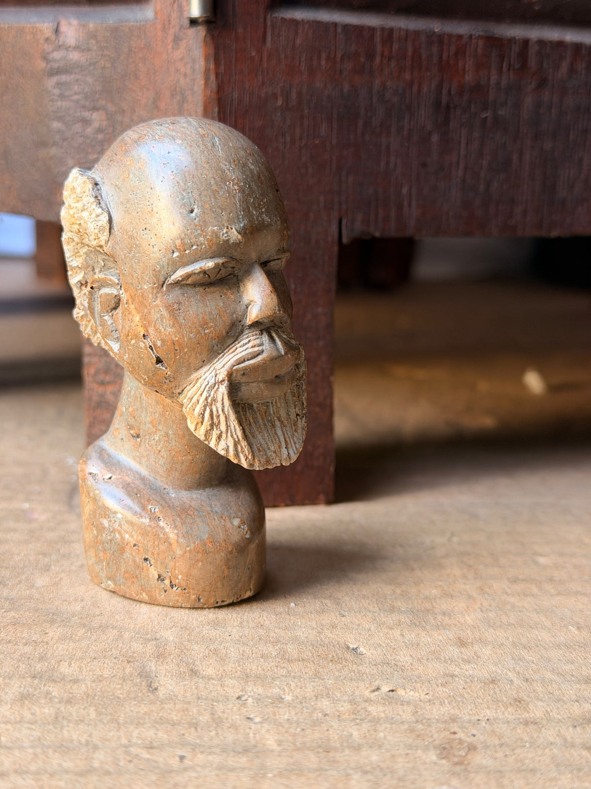 Vintage African Carved Soapstone Bearded Elder Head Bust Small 3.2 in