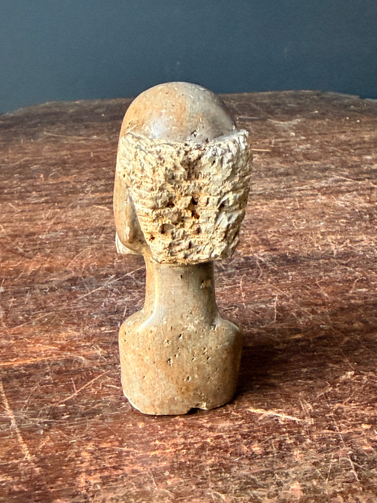 Vintage African Carved Soapstone Bearded Elder Head Bust Small 3.2 in