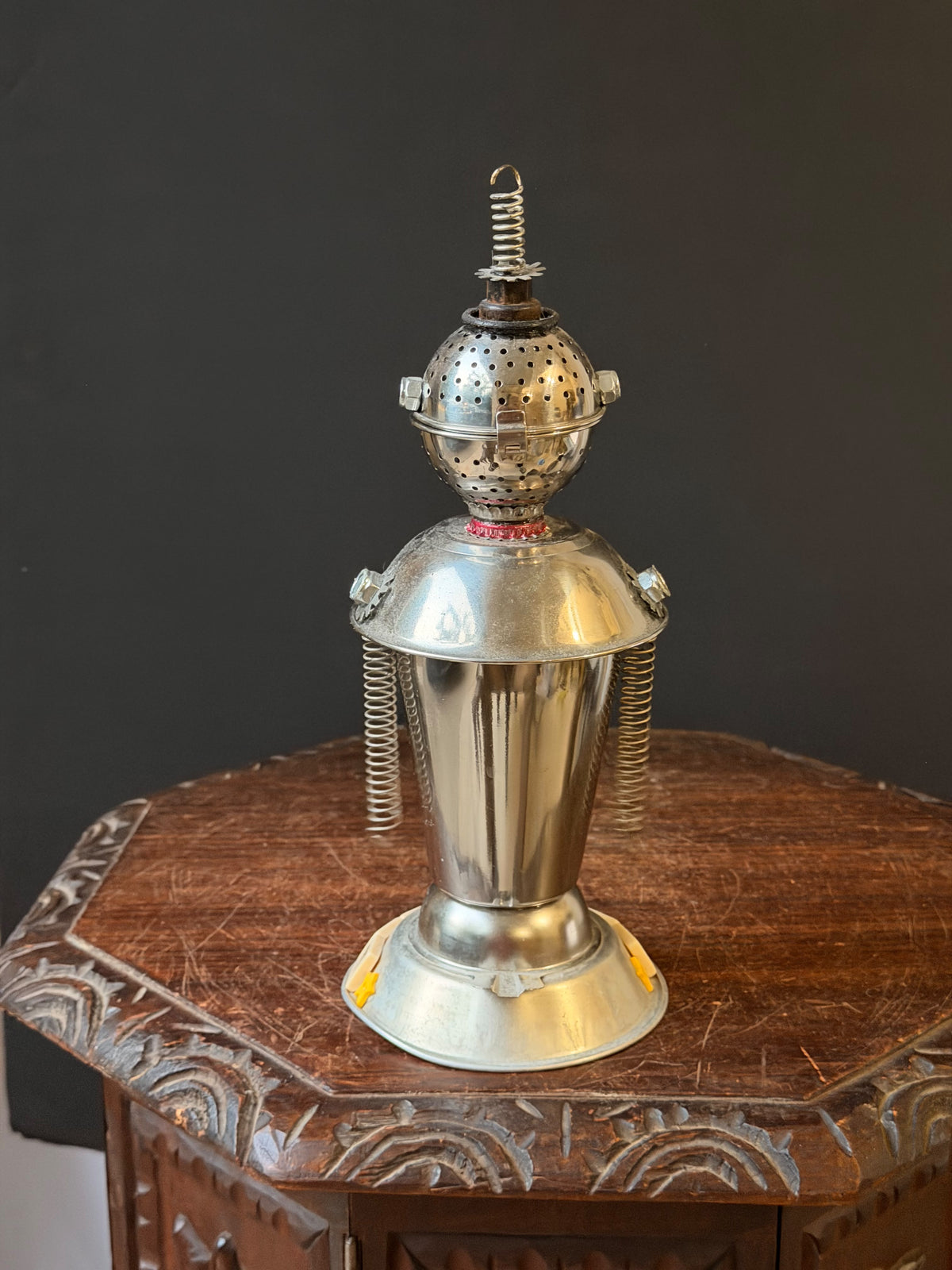 Debbie Myers Signed Found Object Metal Robot Sculpture Three Bot 12.5 in