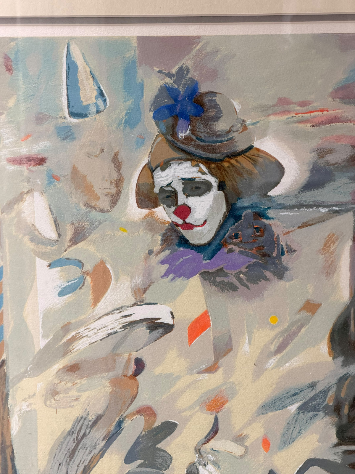 Daniel Merino Signed Clown Harlequin Serigraph Large Framed 43" Local Pickup