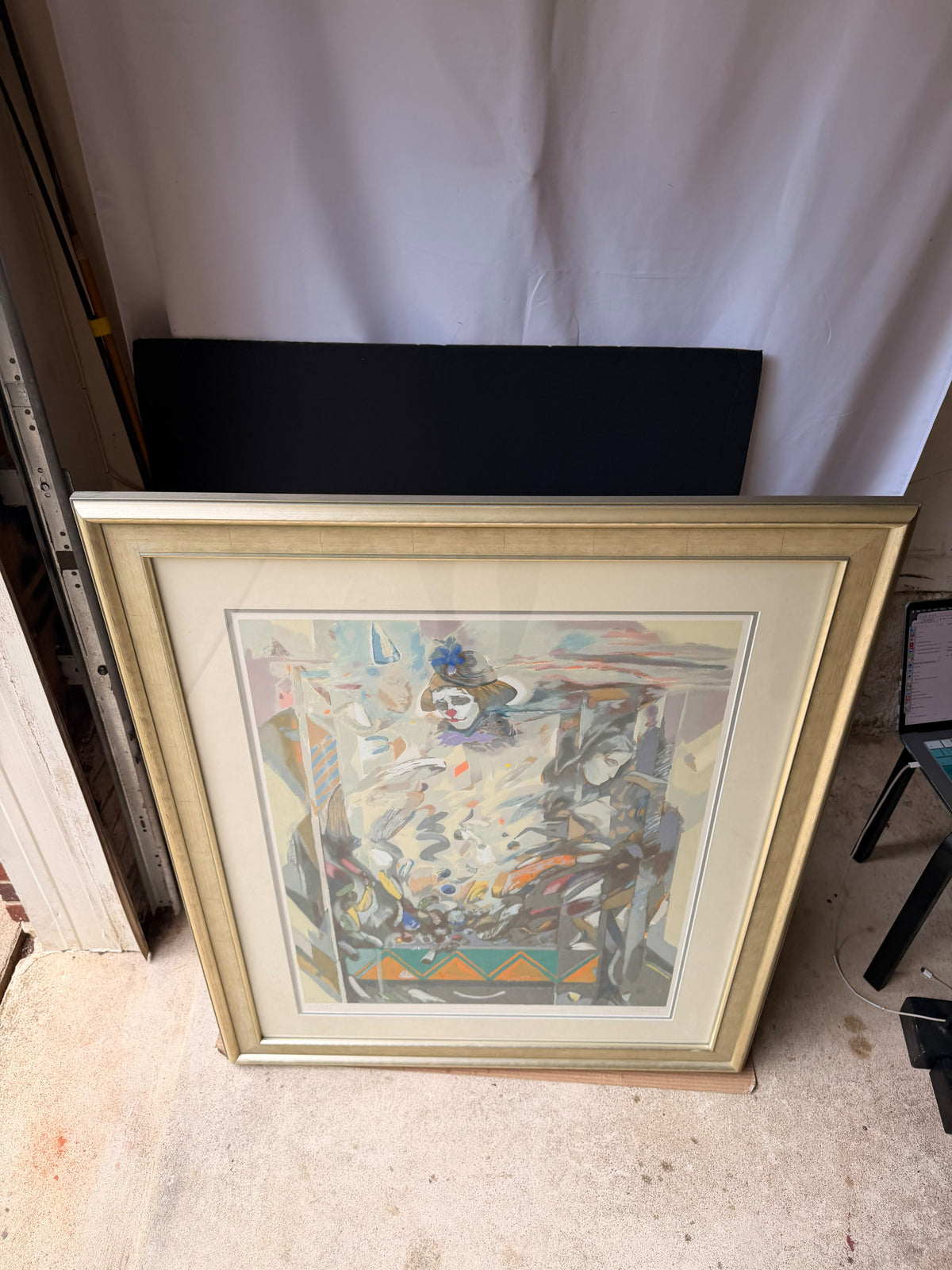Daniel Merino Signed Clown Harlequin Serigraph Large Framed 43" Local Pickup