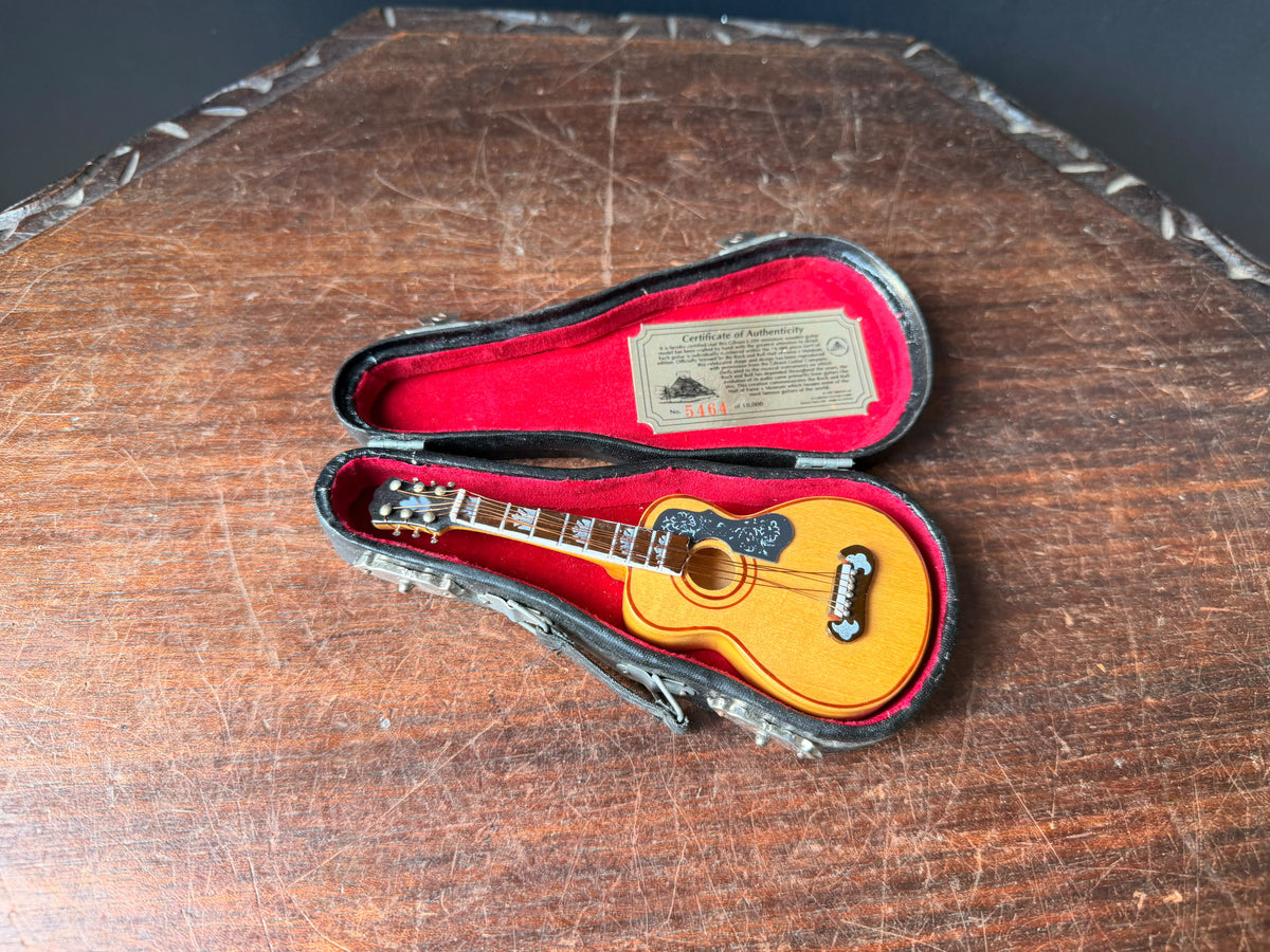 1997 Xonex Gibson J-200 Miniature Guitar & Case Rock & Roll Hall of Fame 5.4"