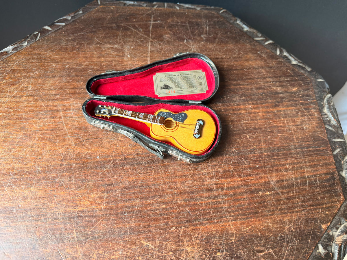 1997 Xonex Gibson J-200 Miniature Guitar & Case Rock & Roll Hall of Fame 5.4"