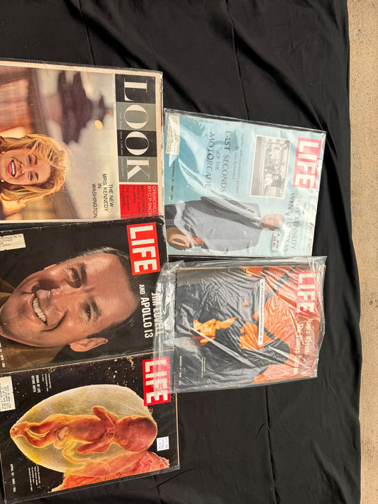 5 LIFE LOOK Magazines 1963-1970 Apollo 13 JFK Detroit 1967 Life Before Birth Lot