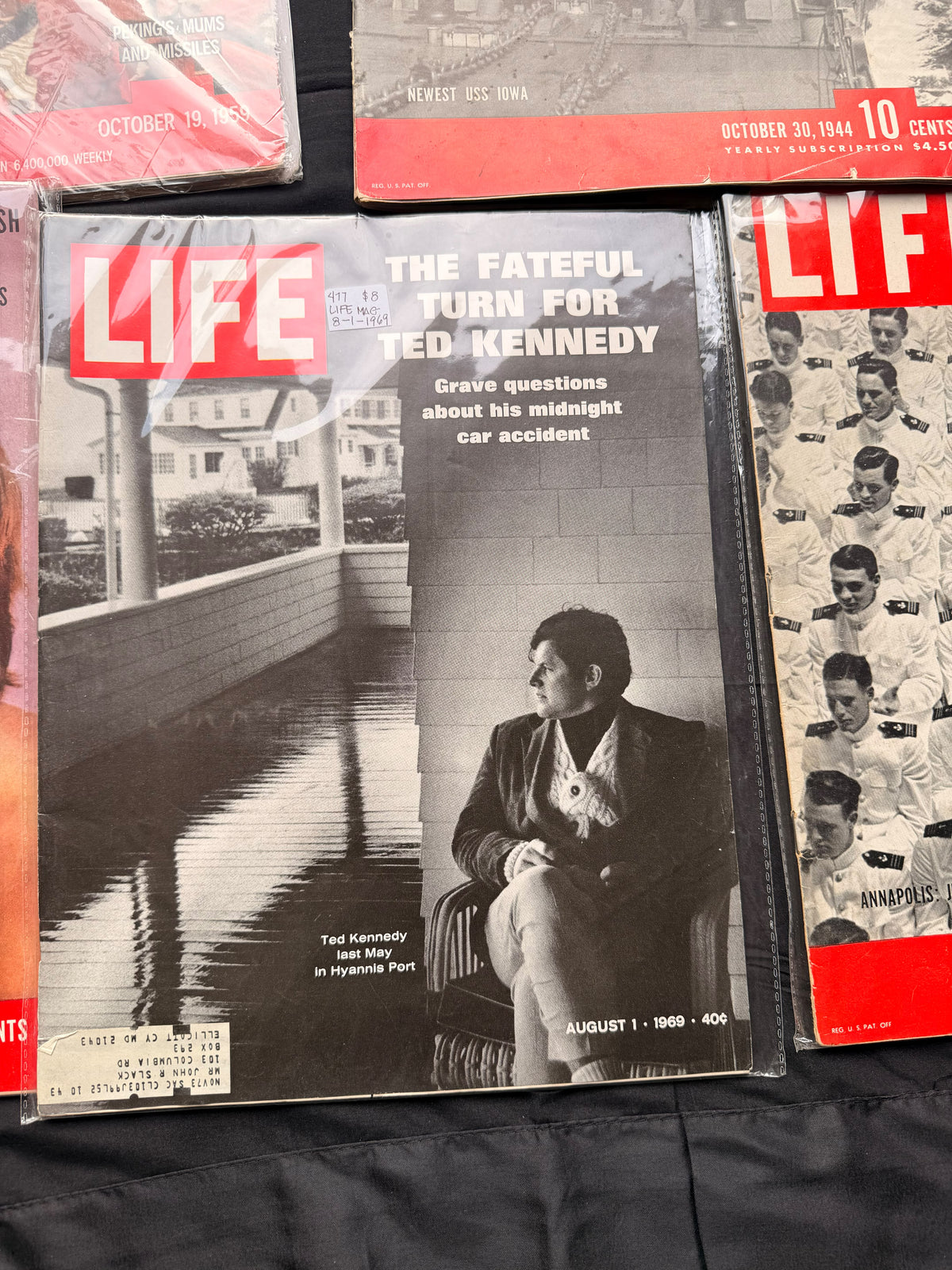 5 LIFE Magazines 1939-1969 USS Iowa WWII Ted Kennedy Chappaquiddick MacLaine Lot