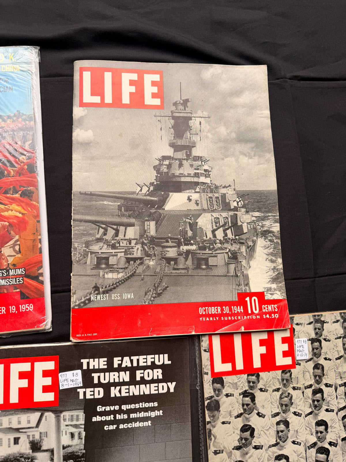 5 LIFE Magazines 1939-1969 USS Iowa WWII Ted Kennedy Chappaquiddick MacLaine Lot