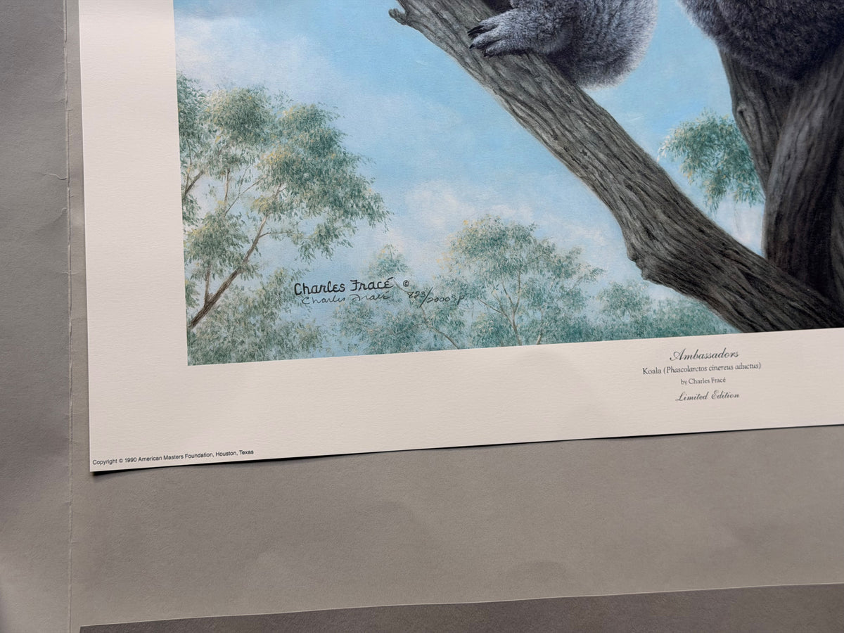 Vintage Charles Frace Signed Koala Print Ambassadors 1990 Limited Edition COA