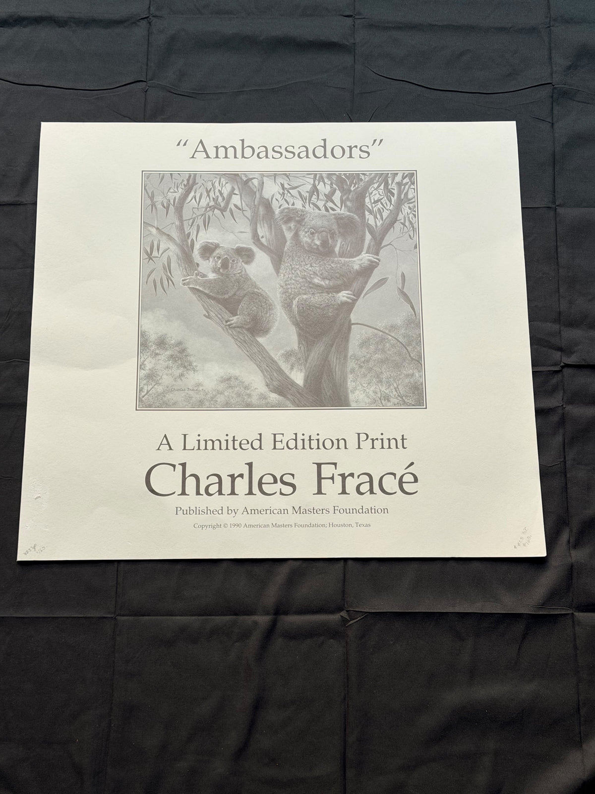 Vintage Charles Frace Signed Koala Print Ambassadors 1990 Limited Edition COA
