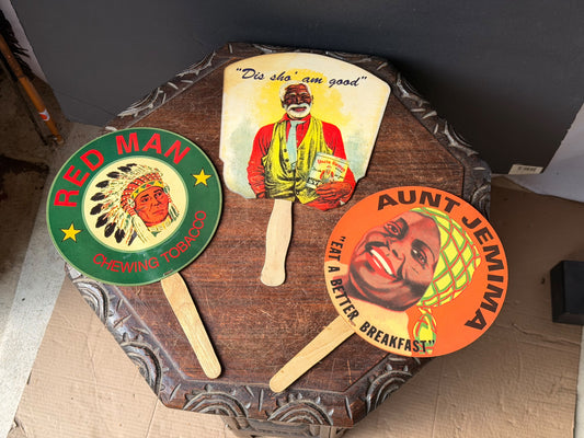 Vintage Style Advertising Hand Fan Lot Red Man Tobacco Aunt Jemima Uncle Remus