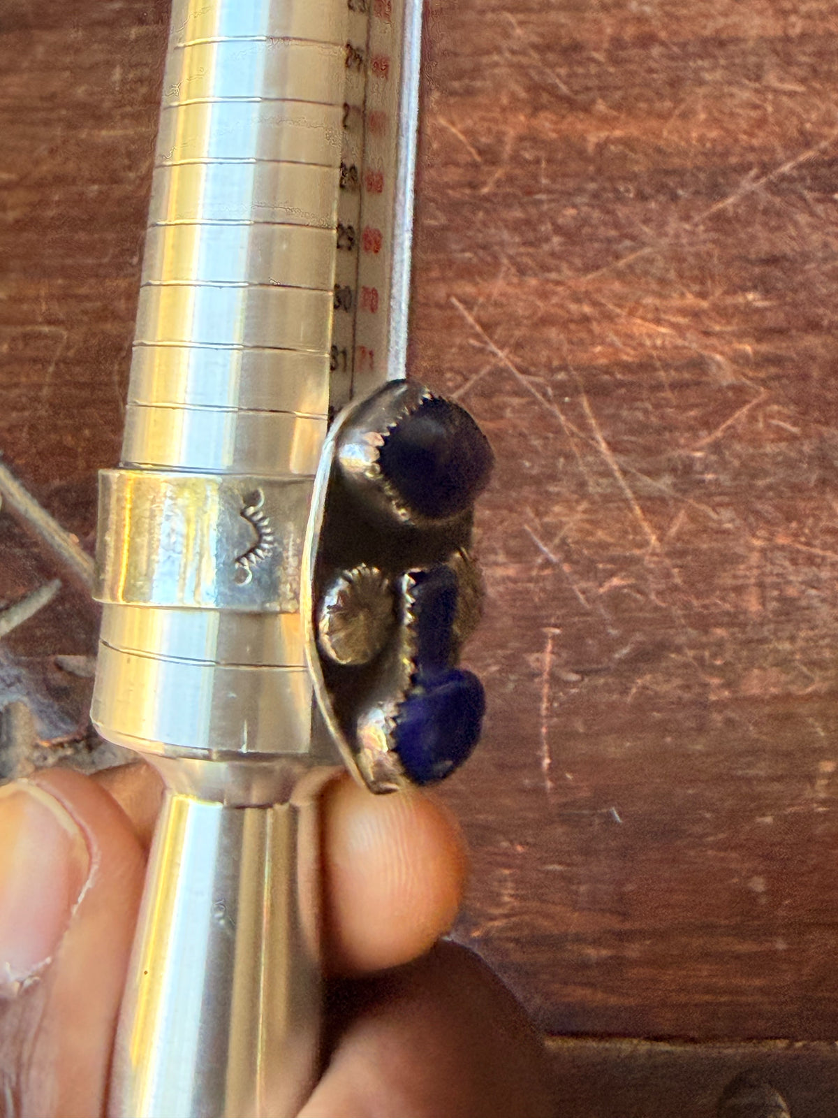 Vintage Southwestern Style Sterling Lapis Lazuli Pot Shape Wide Band Ring Sz 12
