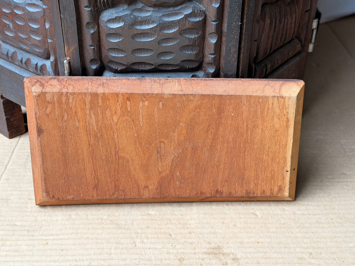 Vintage 1942 Hand Carved Wood Relief Plaque Nude Woman Stag Forest Signed Kraft