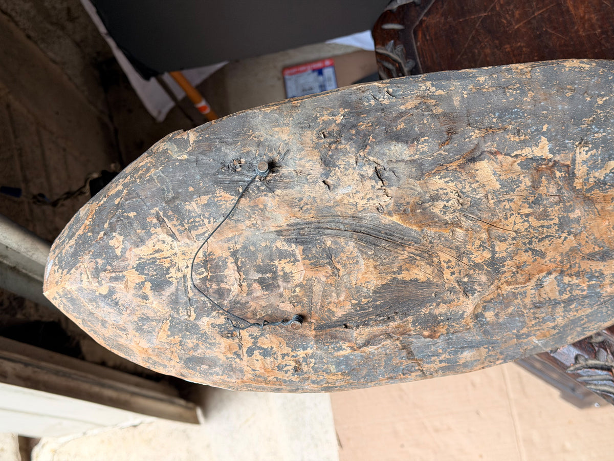 Vintage Sepik River Papua New Guinea Carved Wood Double Face Board Painted 40in