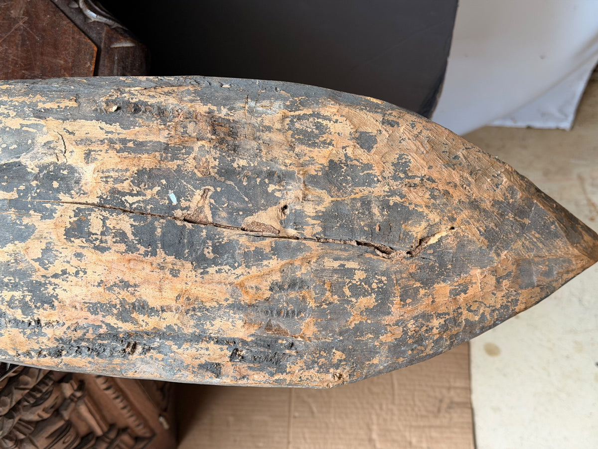 Vintage Sepik River Papua New Guinea Carved Wood Double Face Board Painted 40in