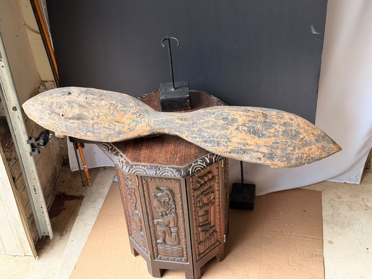 Vintage Sepik River Papua New Guinea Carved Wood Double Face Board Painted 40in