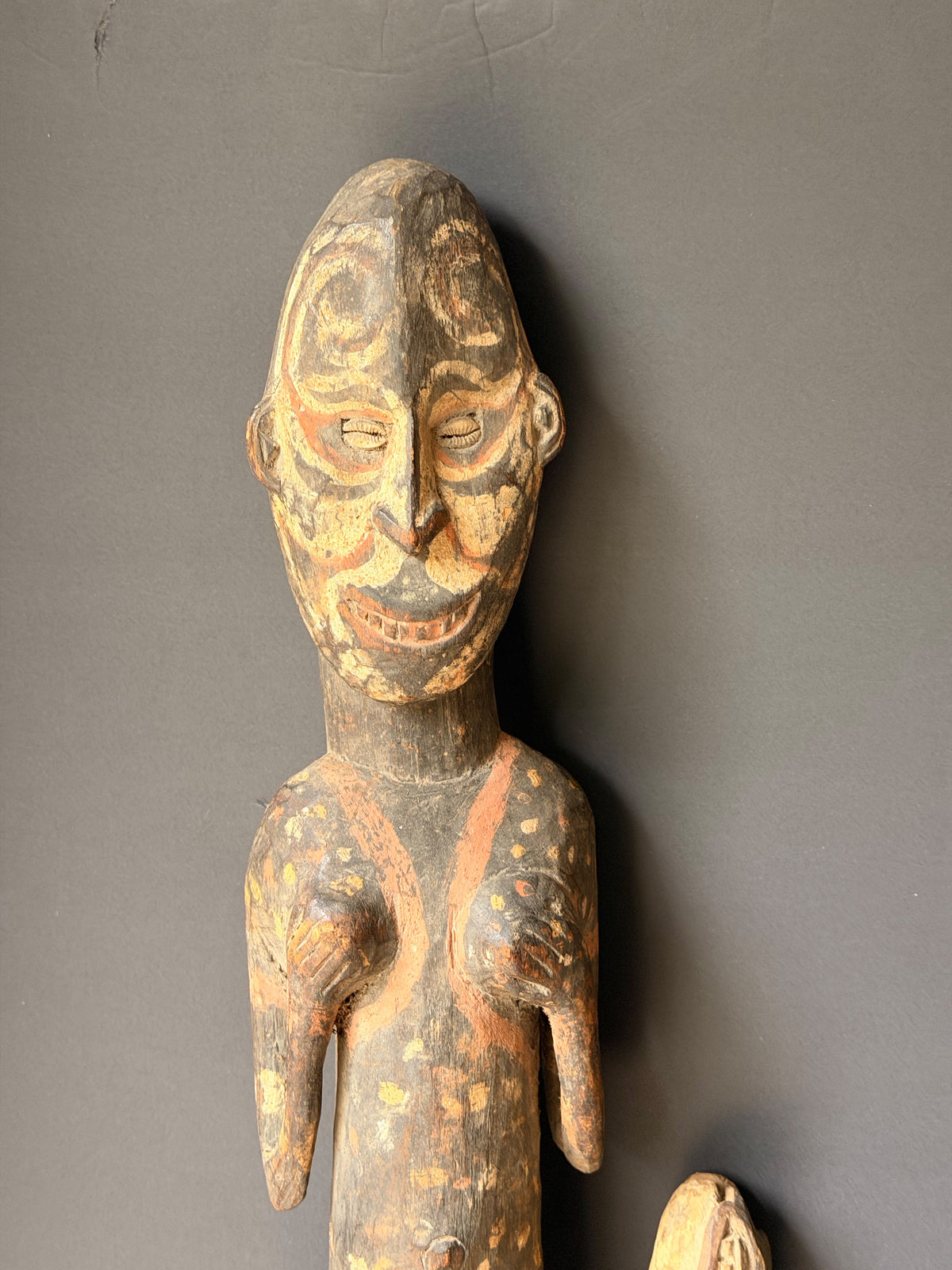 Vintage Sepik Papua New Guinea Carved Wood Crocodile Suspension Hook Figure 26in