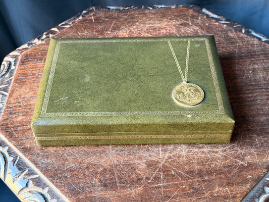 Vintage Swank Design Philipp Green Jewelry Valet Box St George Medallion Sweden