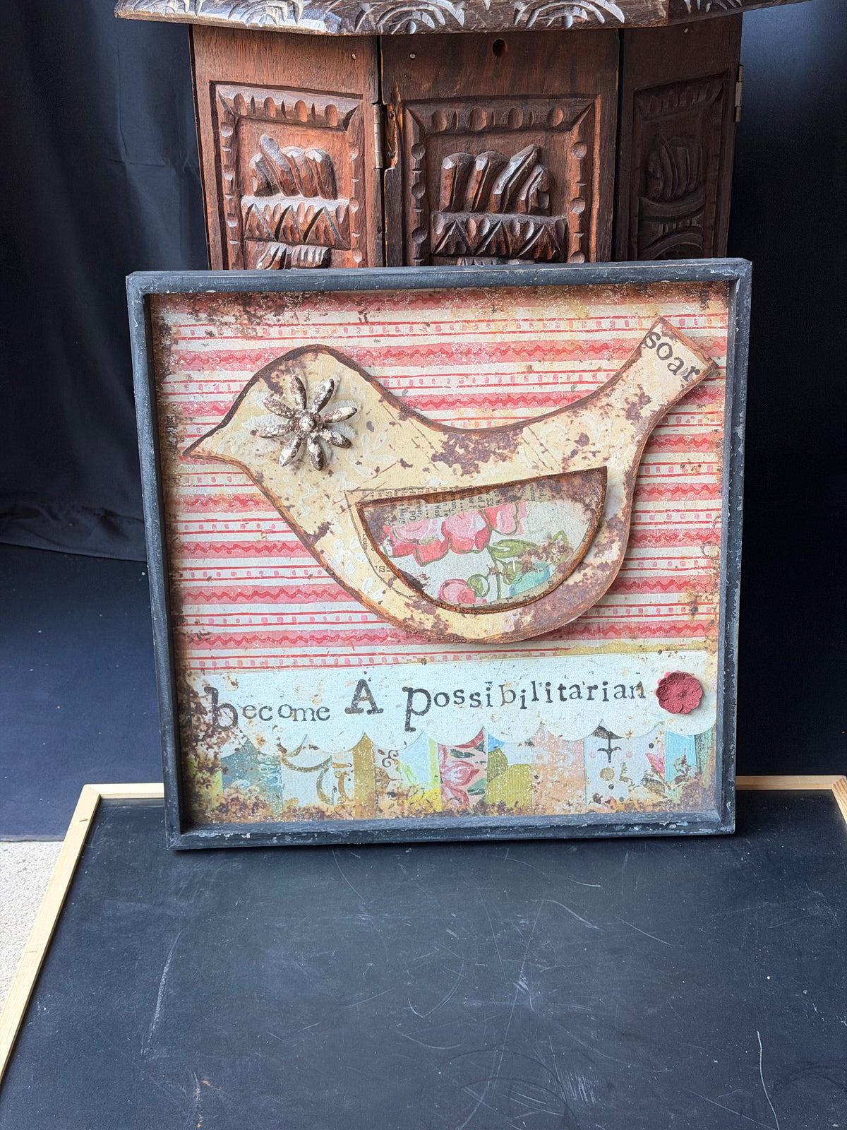 Kelly Rae Roberts Creative Co-Op Bird Wall Art Become A Possibilitarian 16x16