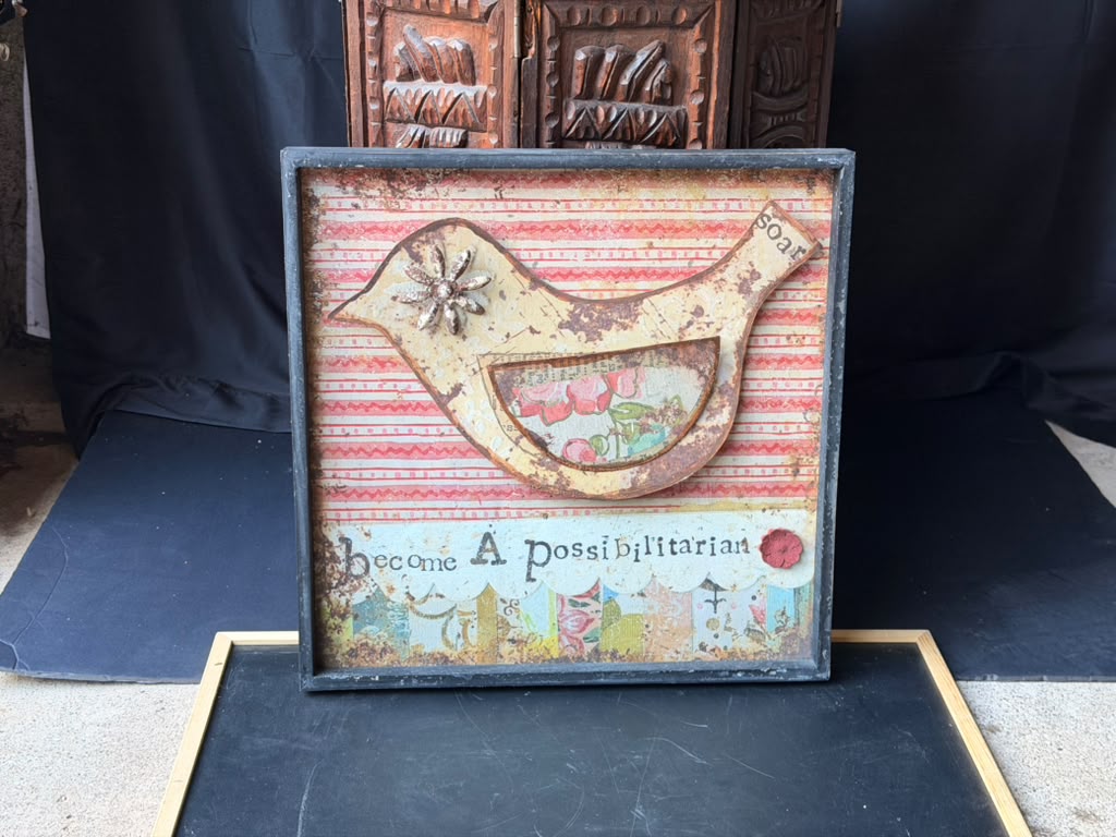 Kelly Rae Roberts Creative Co-Op Bird Wall Art Become A Possibilitarian 16x16