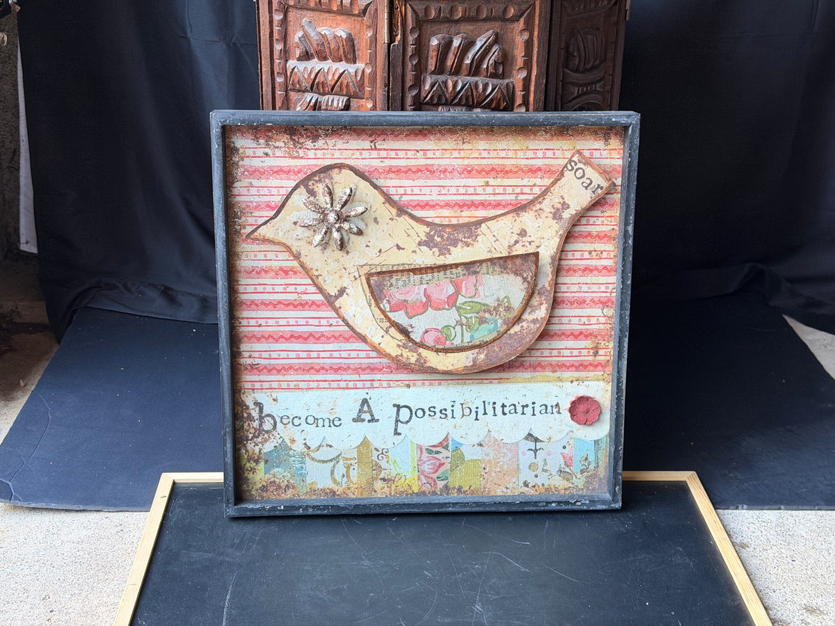 Kelly Rae Roberts Creative Co-Op Bird Wall Art Become A Possibilitarian 16x16