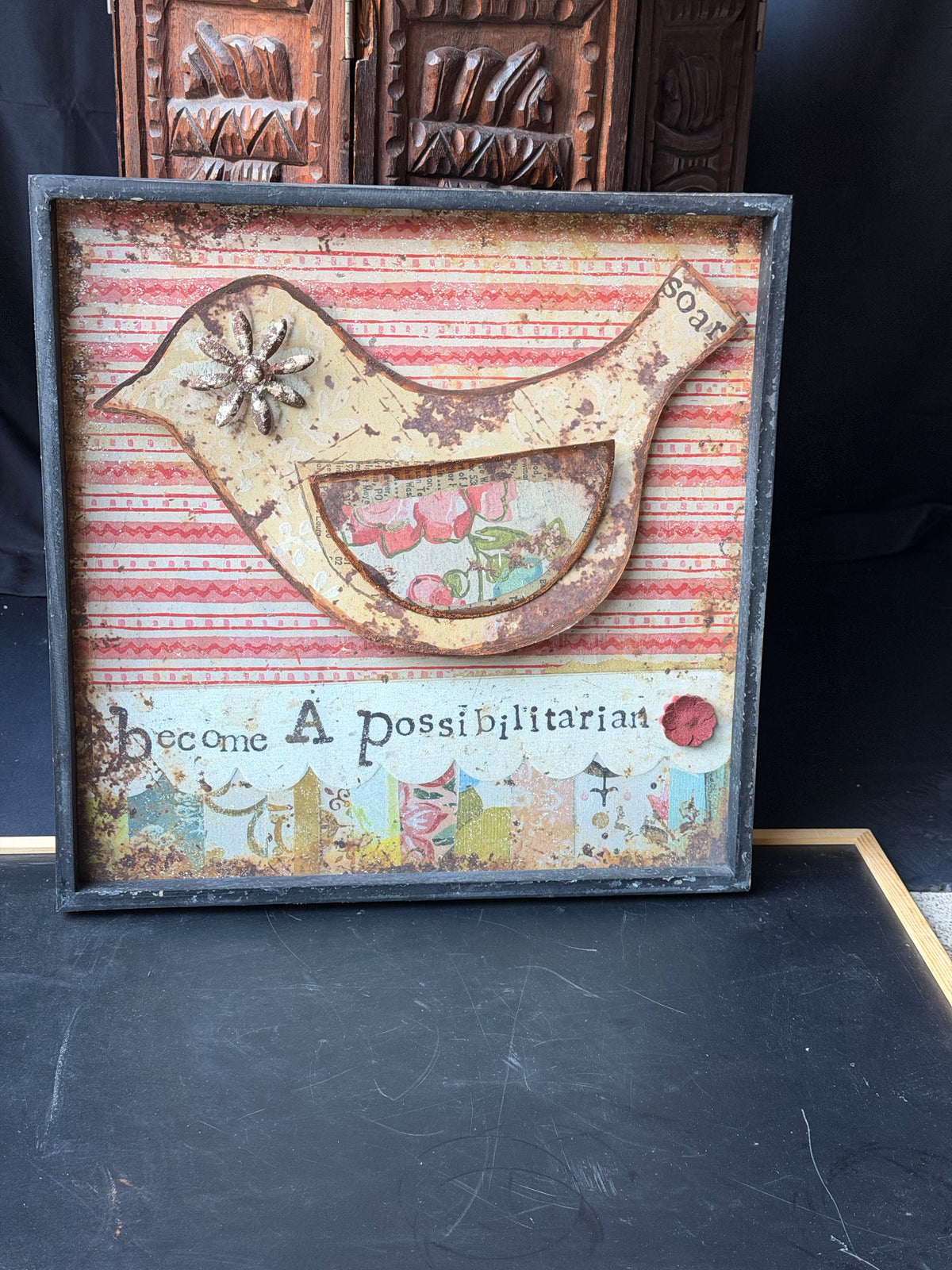 Kelly Rae Roberts Creative Co-Op Bird Wall Art Become A Possibilitarian 16x16