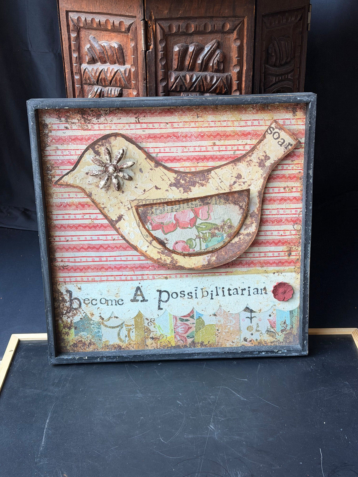 Kelly Rae Roberts Creative Co-Op Bird Wall Art Become A Possibilitarian 16x16