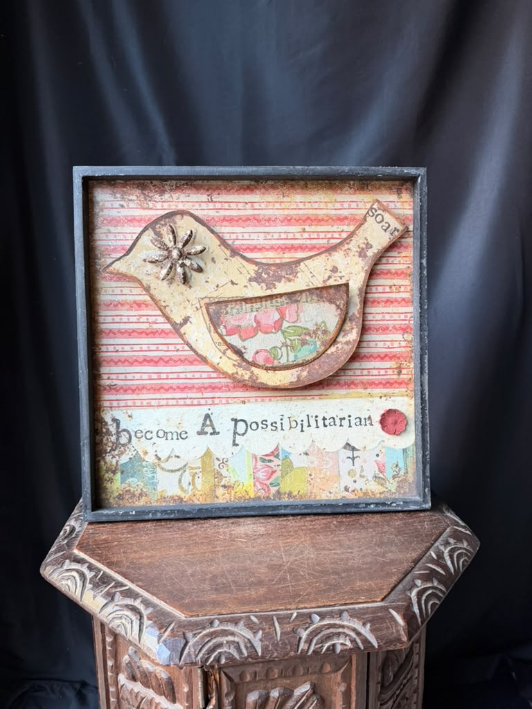 Kelly Rae Roberts Creative Co-Op Bird Wall Art Become A Possibilitarian 16x16