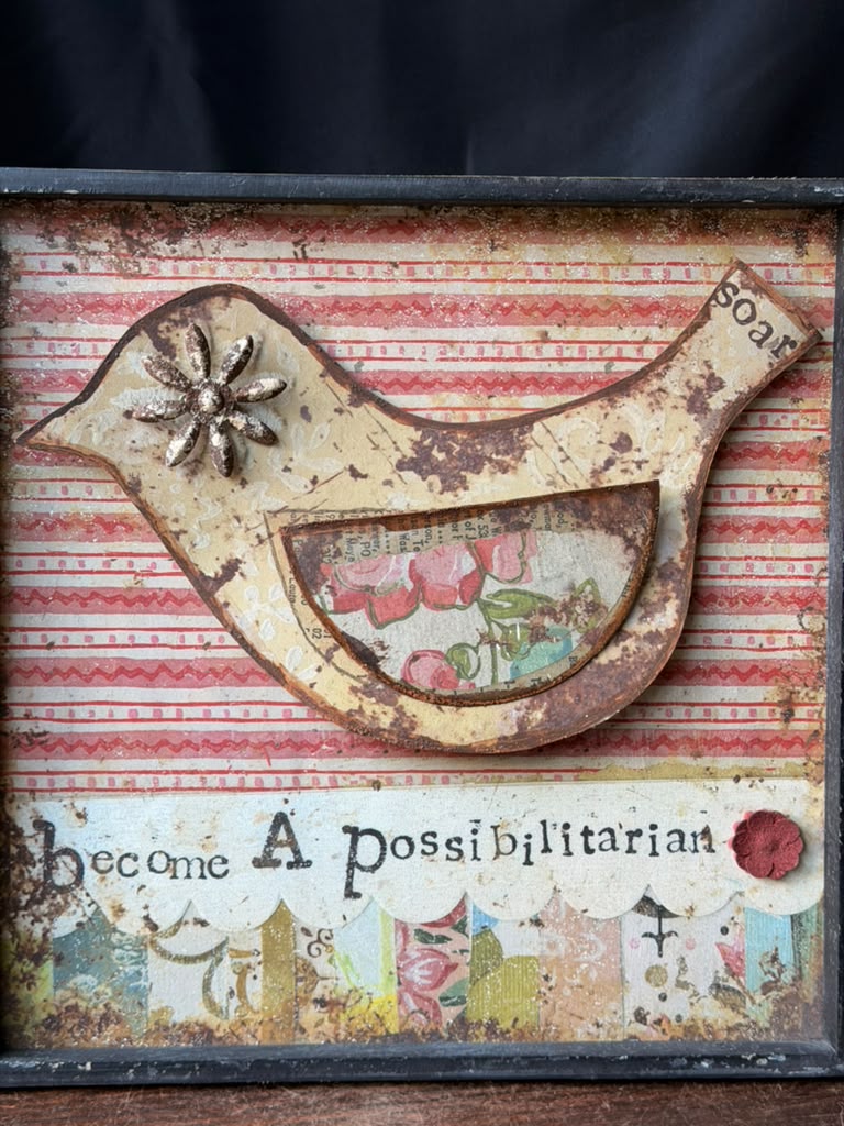 Kelly Rae Roberts Creative Co-Op Bird Wall Art Become A Possibilitarian 16x16