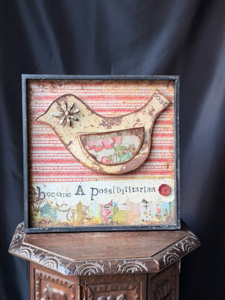 Kelly Rae Roberts Creative Co-Op Bird Wall Art Become A Possibilitarian 16x16