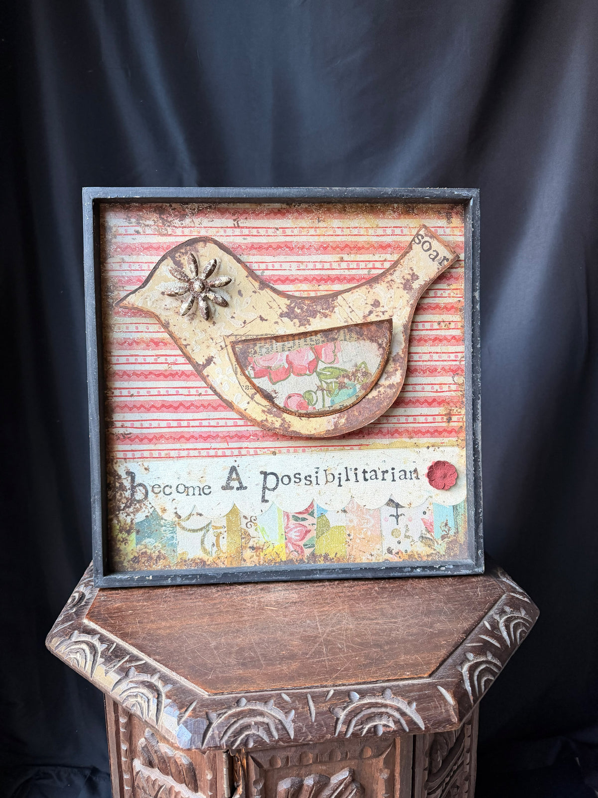Kelly Rae Roberts Creative Co-Op Bird Wall Art Become A Possibilitarian 16x16