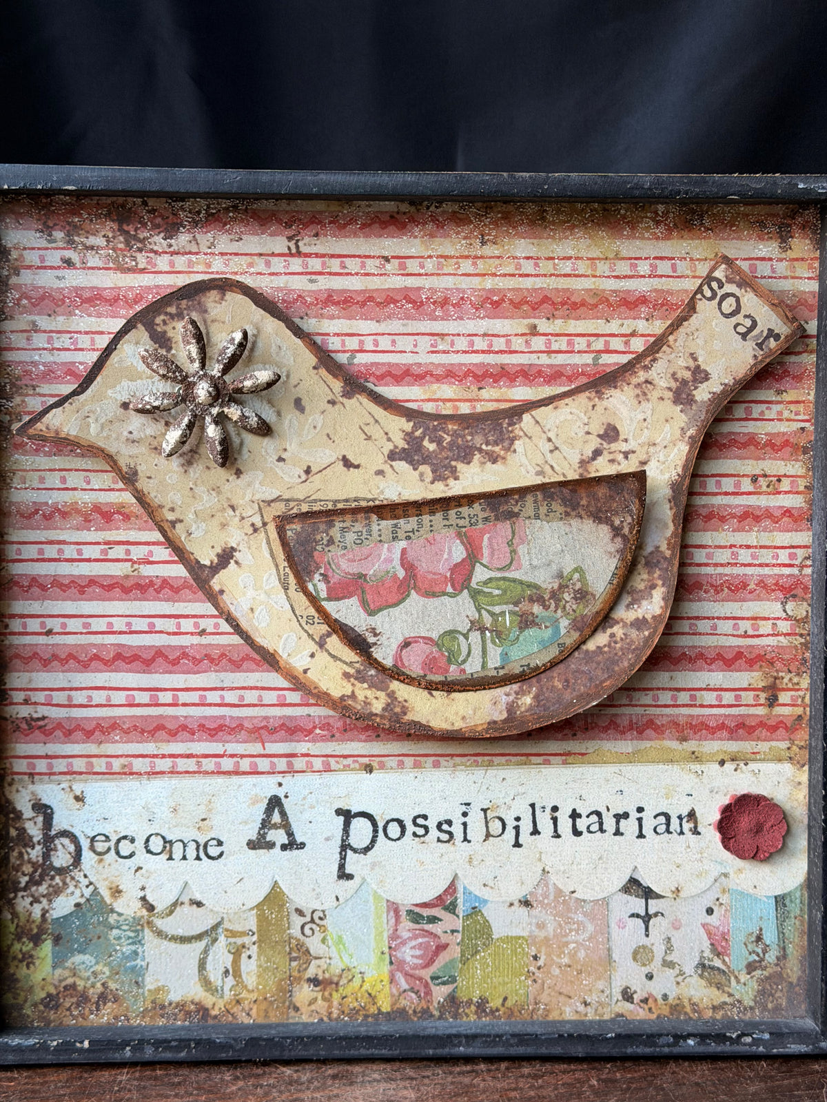 Kelly Rae Roberts Creative Co-Op Bird Wall Art Become A Possibilitarian 16x16