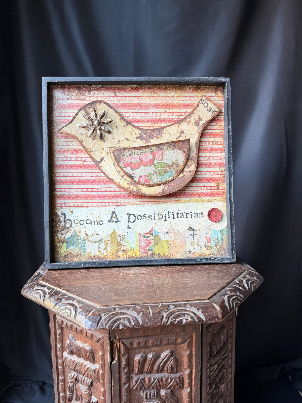 Kelly Rae Roberts Creative Co-Op Bird Wall Art Become A Possibilitarian 16x16