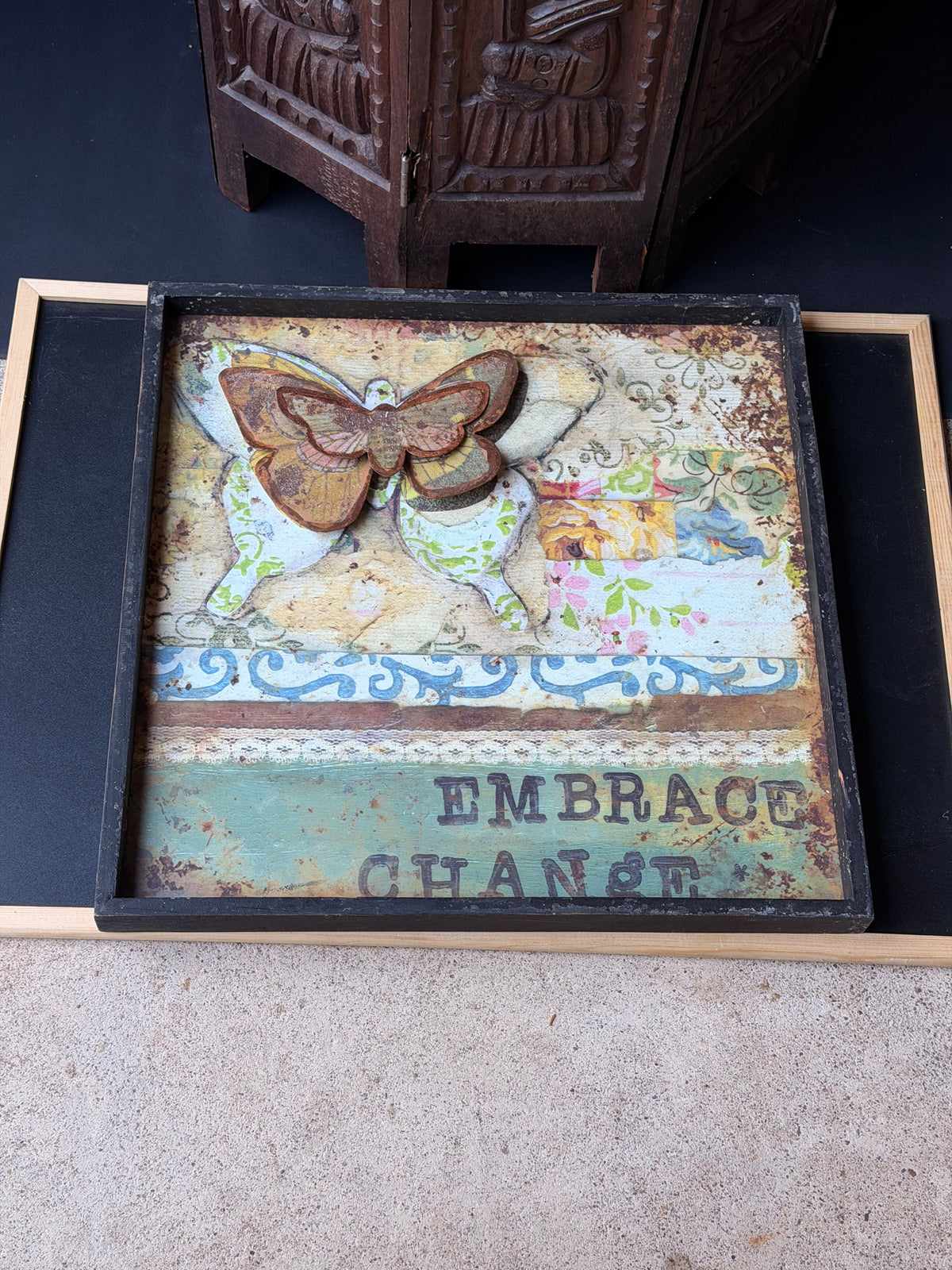 Kelly Rae Roberts Creative Co-Op Butterfly Wall Art Embrace Change 16x16