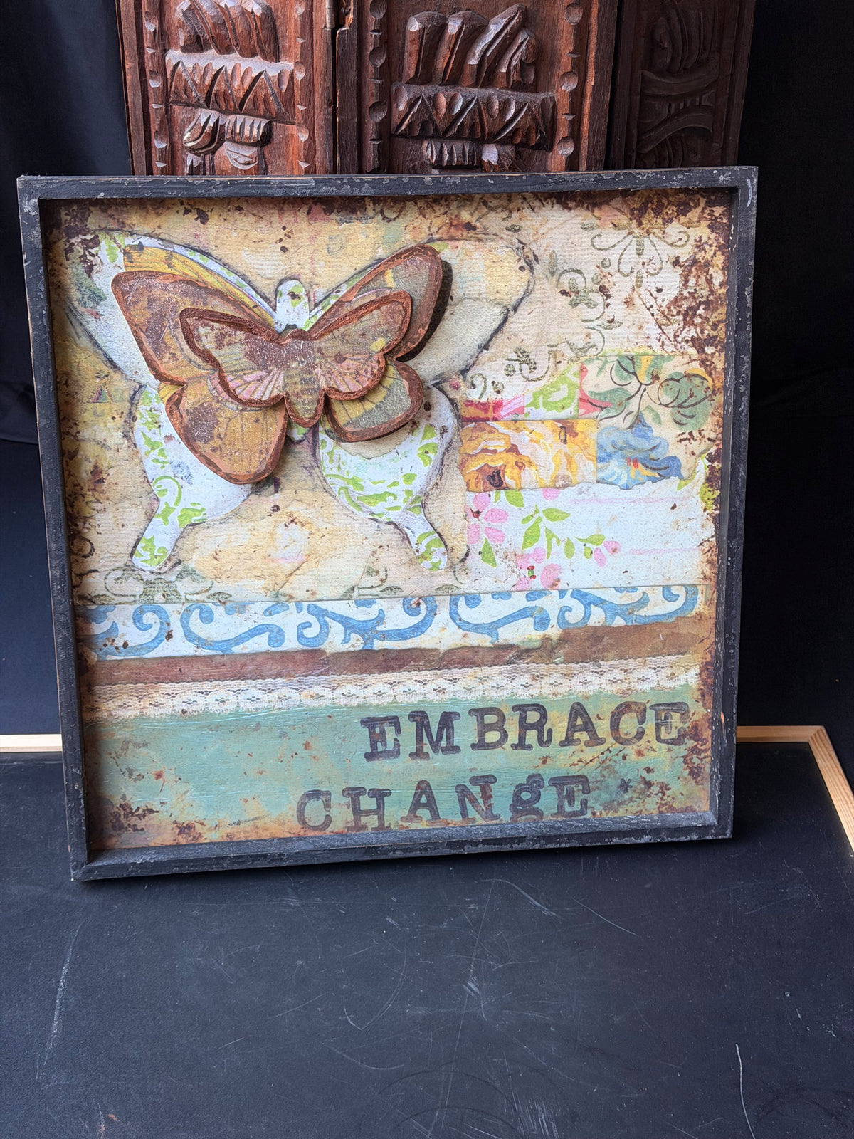 Kelly Rae Roberts Creative Co-Op Butterfly Wall Art Embrace Change 16x16