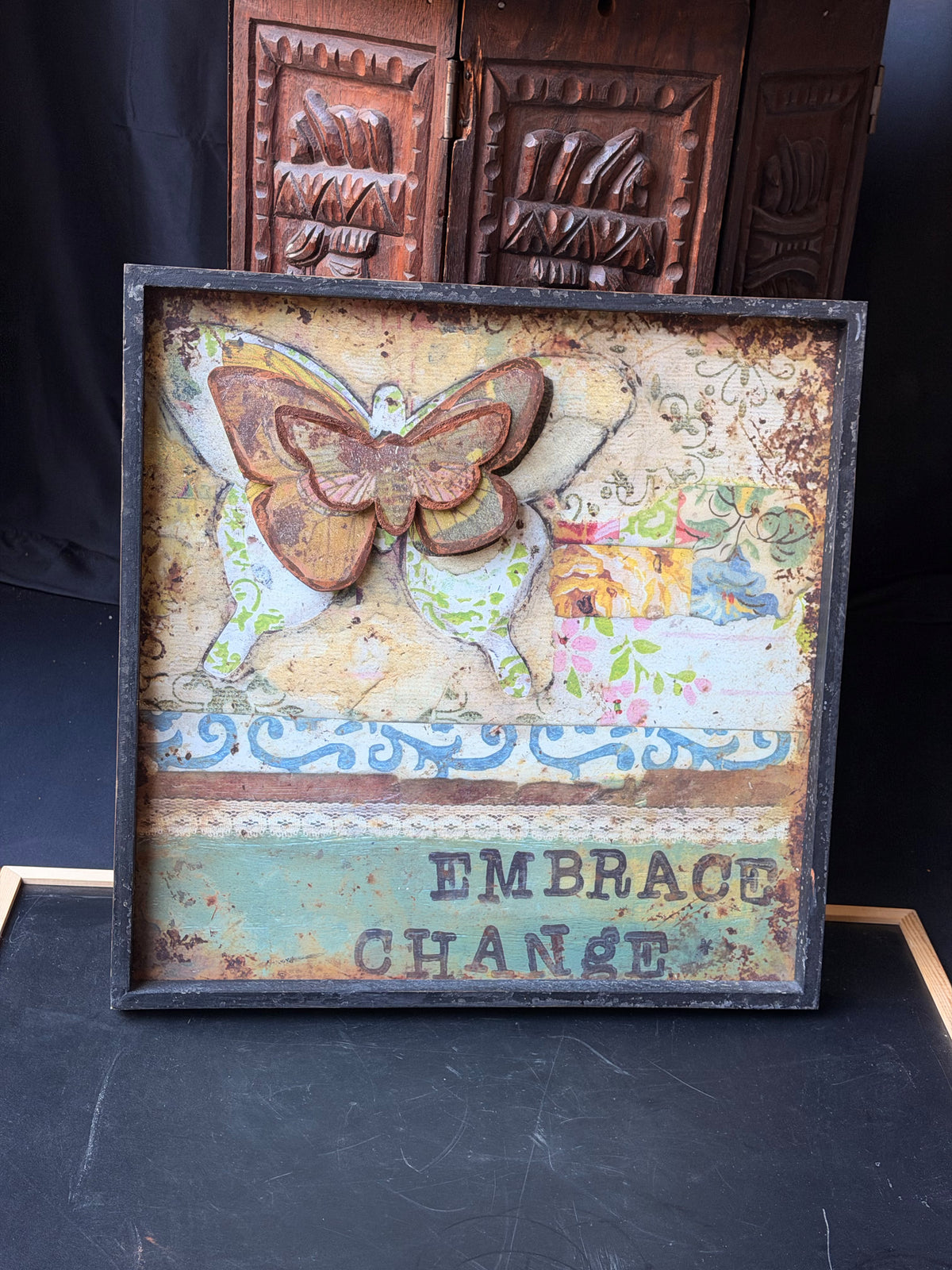 Kelly Rae Roberts Creative Co-Op Butterfly Wall Art Embrace Change 16x16